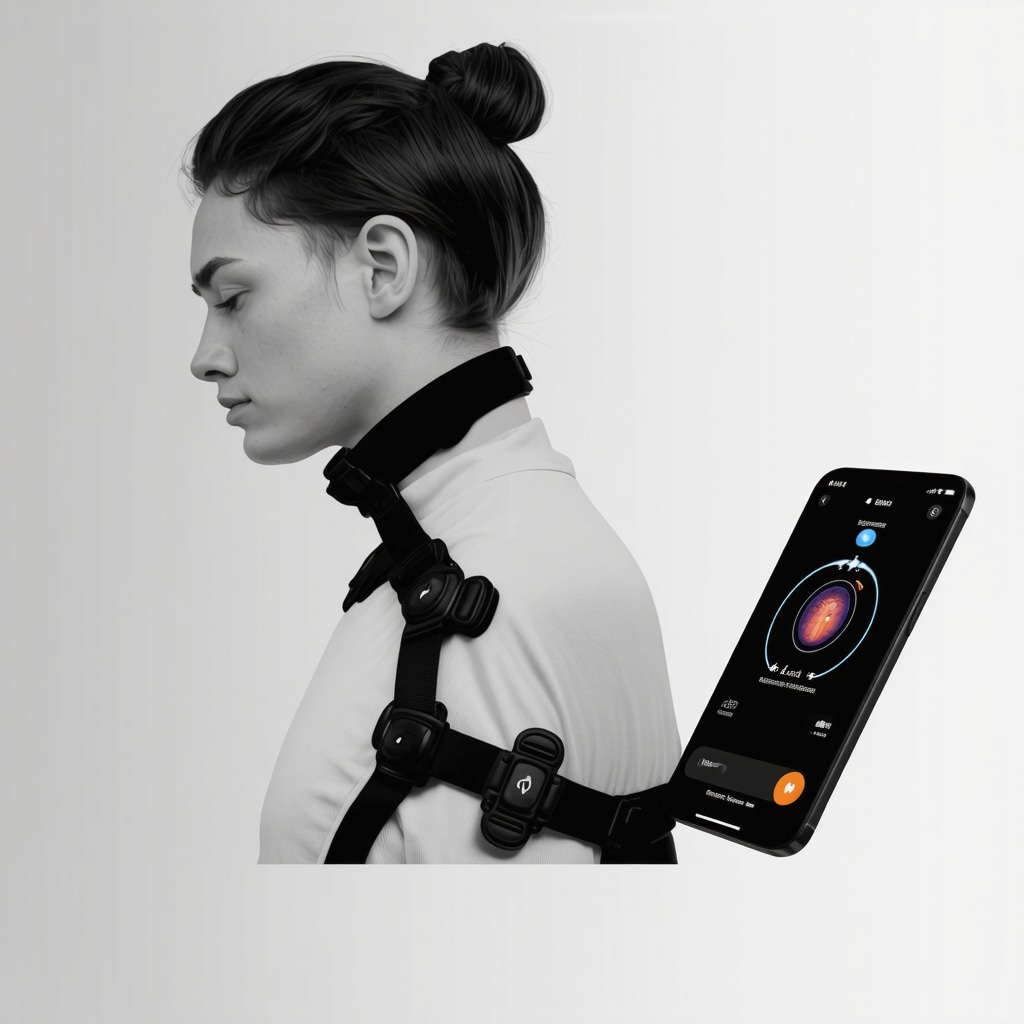 Wearable cervical posture monitor with AI feedback displayed on smartphone
