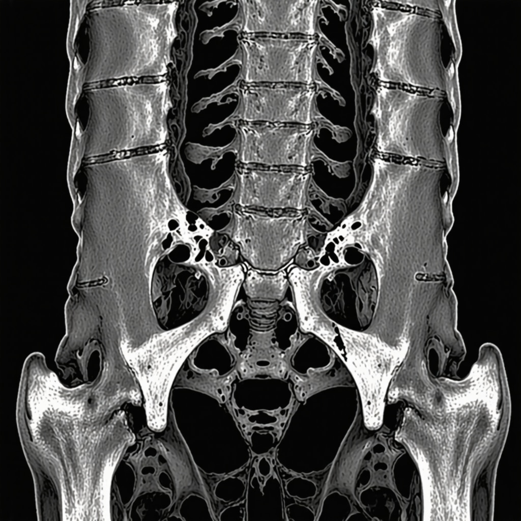 Detailed lumbar spine MRI showing herniated disc and nerve impingement in post-accident orthopedic evaluation