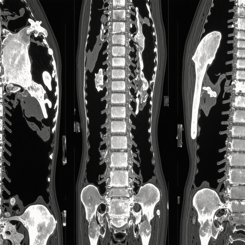 MRI and CT 3D images revealing complex spinal injuries after auto accident