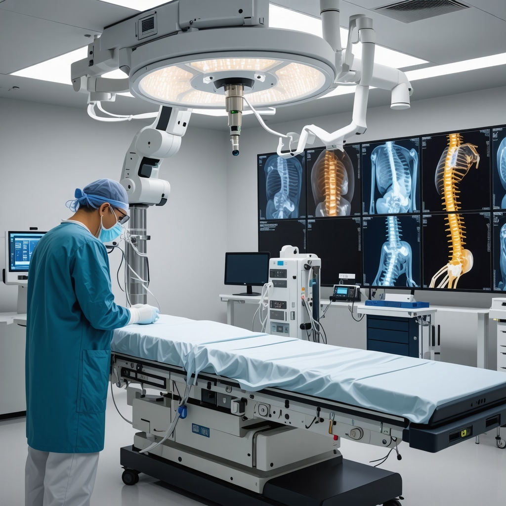 Surgeon using robotic-assisted system with augmented reality for precise orthopedic spine surgery