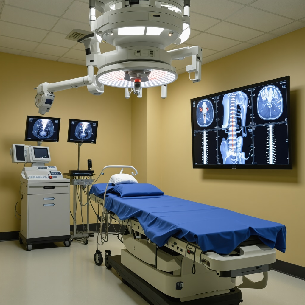 Robotic spine surgery system with advanced imaging technology in operating room