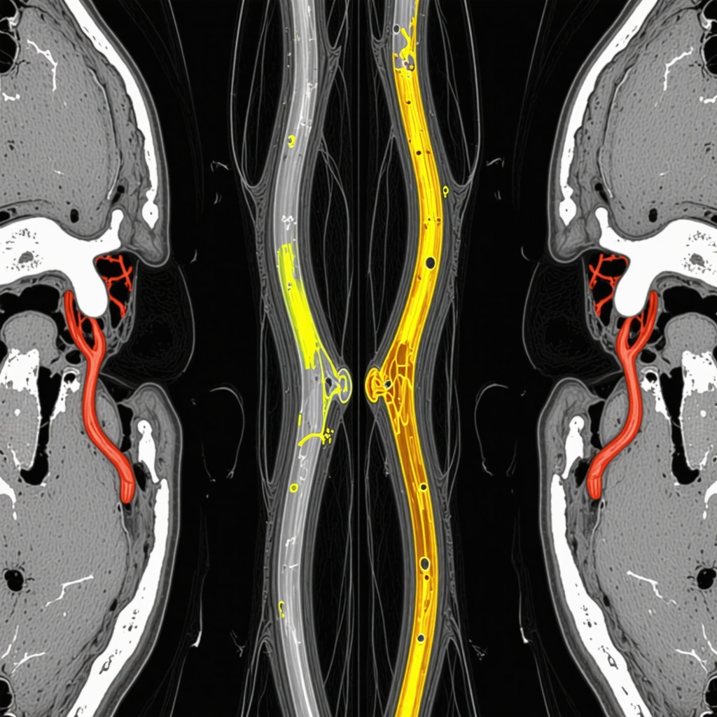 Detailed MRI neurography image showing nerve compression combined with electrophysiology data and regenerative treatment areas