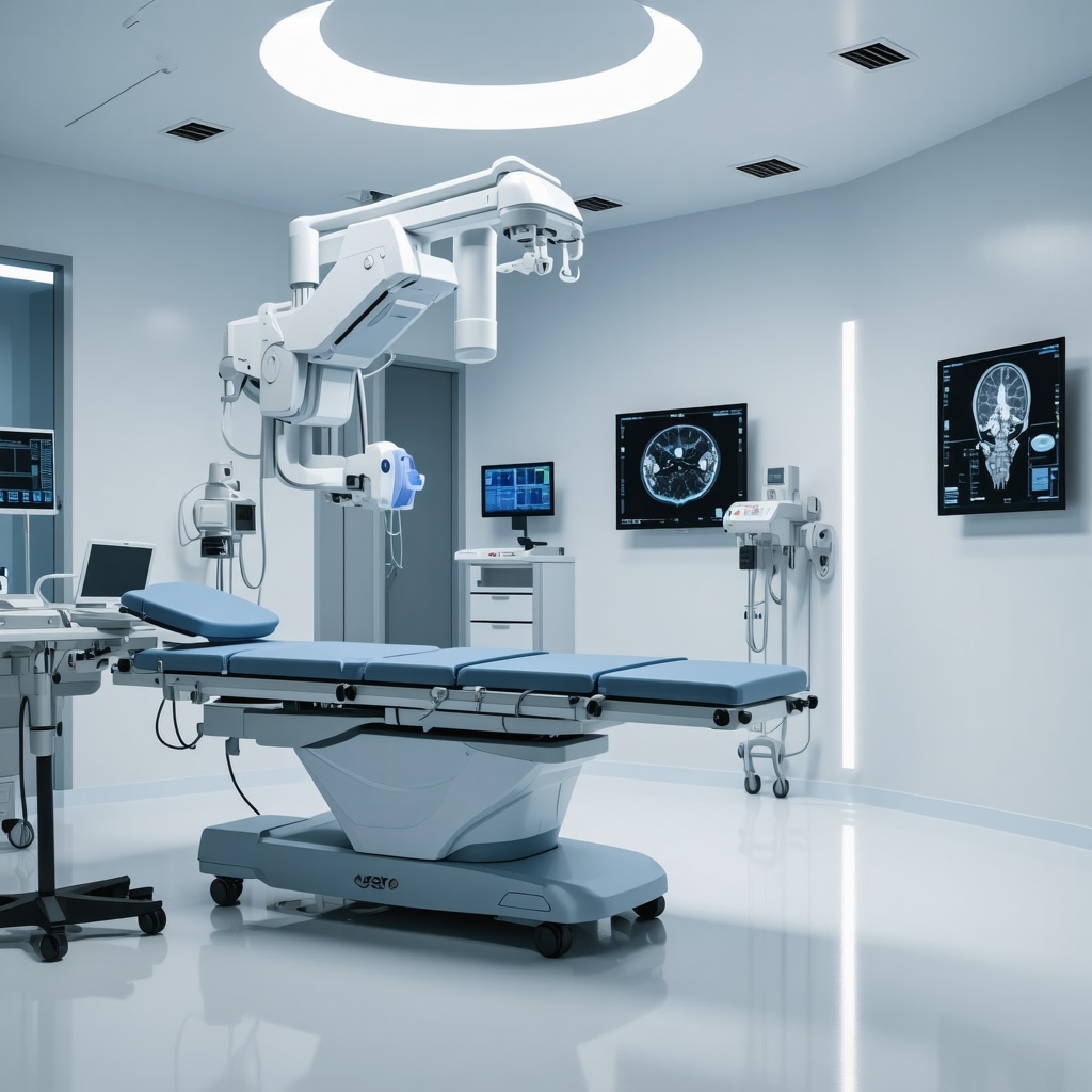 Orthopedic clinic with AI diagnostic tools and regenerative therapy equipment for herniated disc management