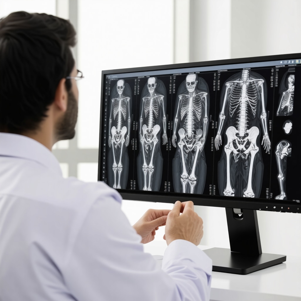 Orthopedic doctor reviewing advanced imaging scans for workplace injury diagnosis