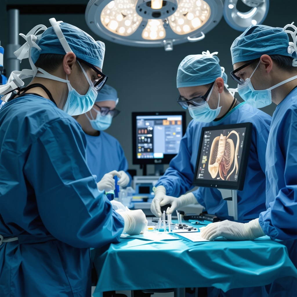 Orthopedic surgeon performing computer-assisted surgery with 3D-printed instruments in a modern operating room