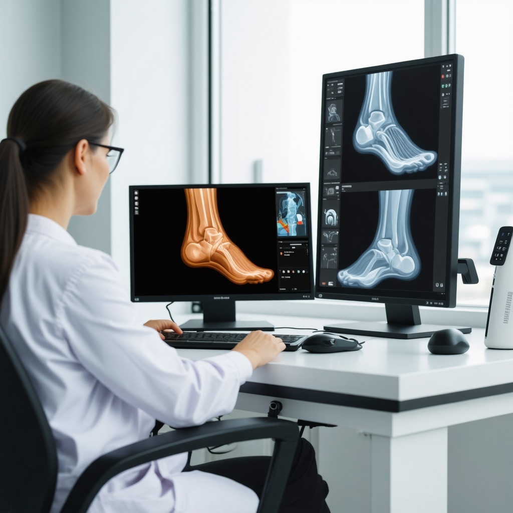 Doctor using 3D imaging and telemedicine tools for ankle fracture treatment planning
