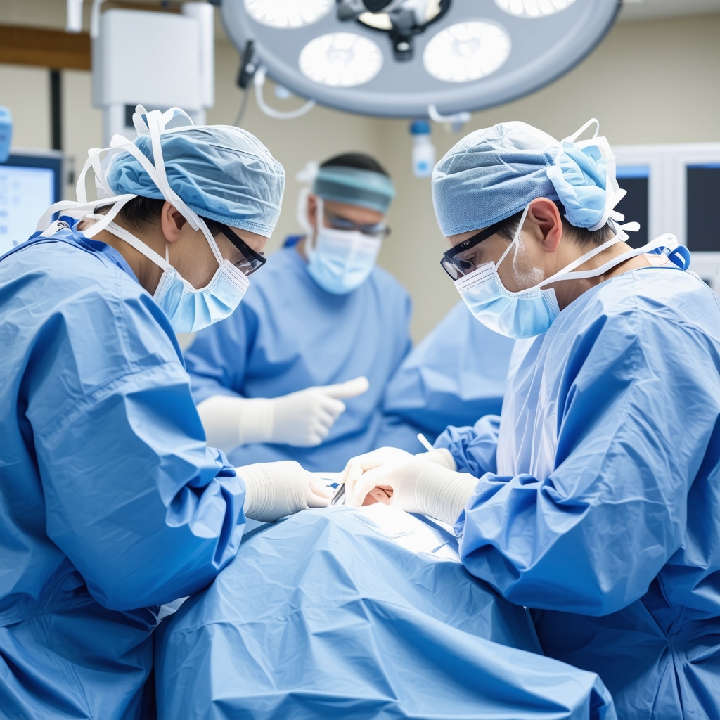 Cervical spine surgeon performing minimally invasive surgery with advanced imaging and navigation technology