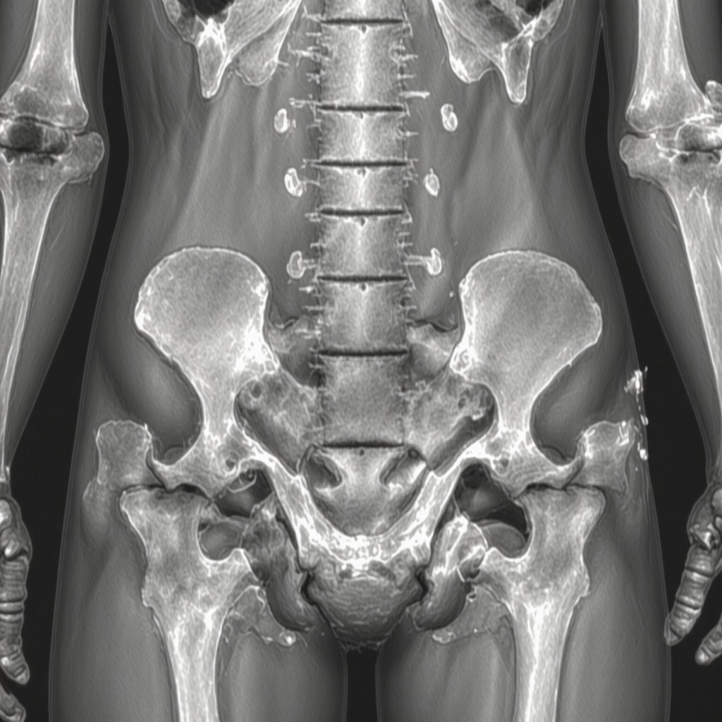 Detailed annotated digital orthopedic imaging highlighting injury features for legal evidence