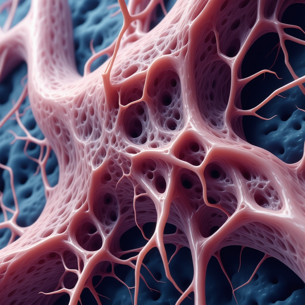 3D illustration of bioengineered nerve conduit scaffold with axonal growth