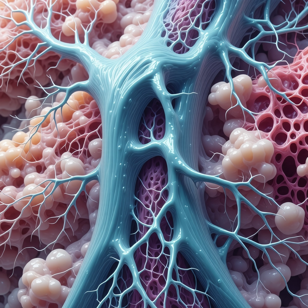 3D illustration of bioengineered nerve conduit scaffold demonstrating nerve regeneration and vascular growth
