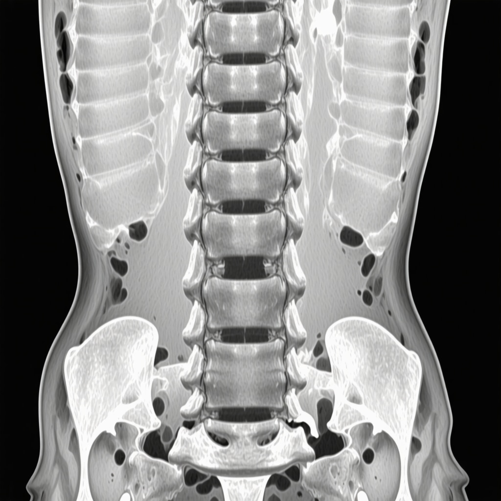 MRI scan highlighting spinal soft tissue and vertebrae to assist auto accident injury diagnosis