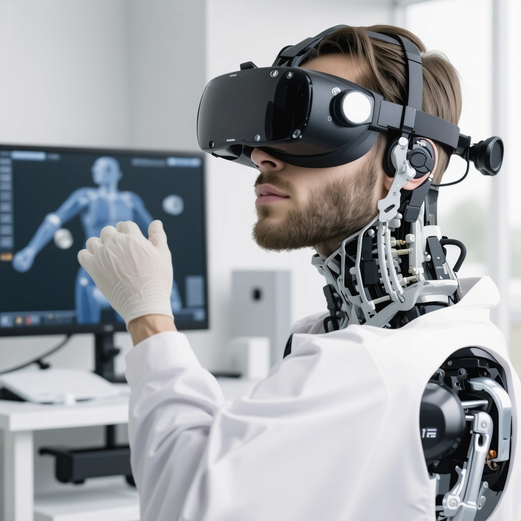 Clinician using wearable sensors and VR in orthopedic cervical spine rehabilitation for tension headaches