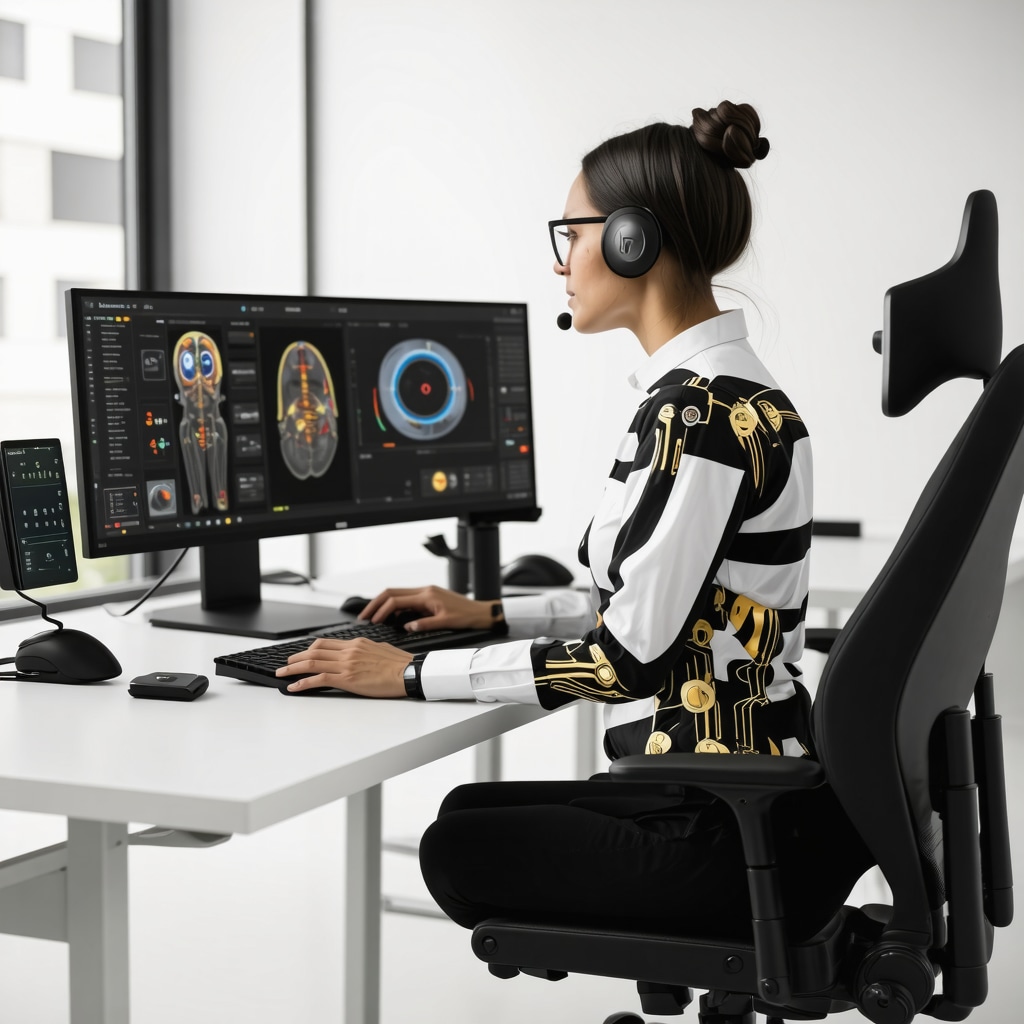 Ergonomic workstation featuring wearable sensors providing real-time biomechanical feedback for orthopedic clearance and workplace safety