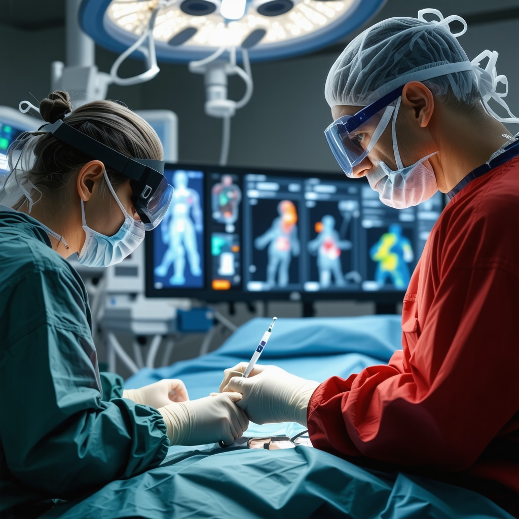 Orthopedic surgeon using augmented reality and data analytics in a modern operating room