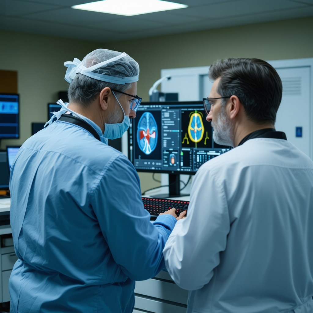 Orthopedic surgeon and medical coder using AI-assisted systems with ICD-10 codes and imaging scans
