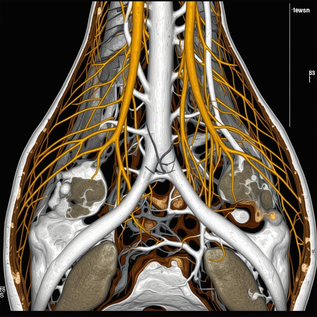 High-resolution ultrasound image depicting multiple nerve compression sites in limb anatomy