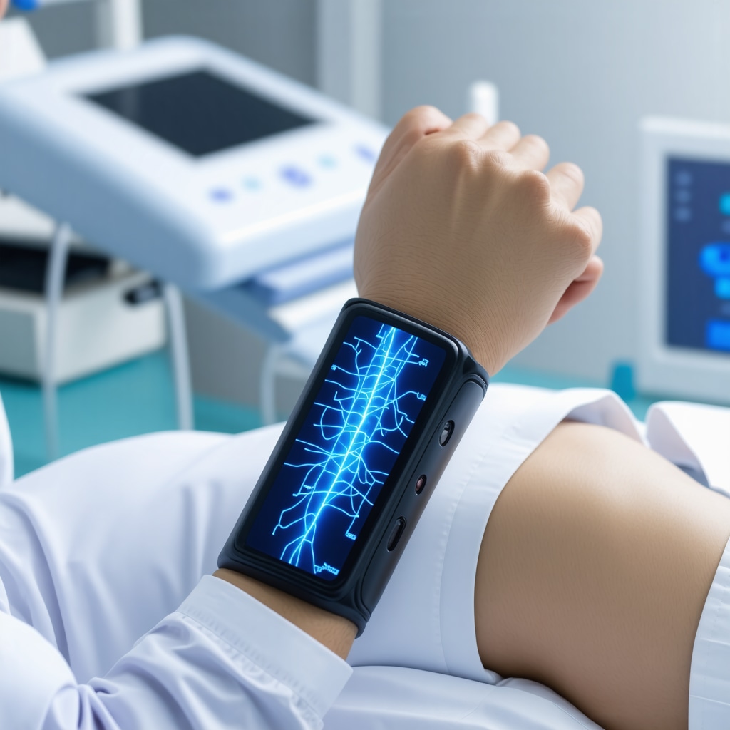 Patient wearing advanced wearable device monitoring nerve function during rehabilitation
