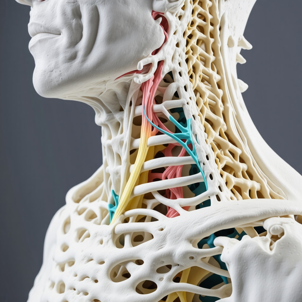 3D finite element model illustrating cervical spine biomechanics under whiplash conditions