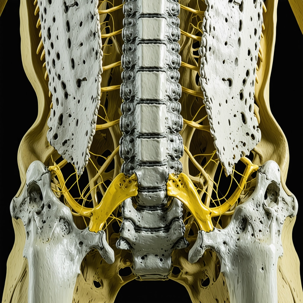 MRI scan of lumbar spine highlighting nerve compression in a clinical setting