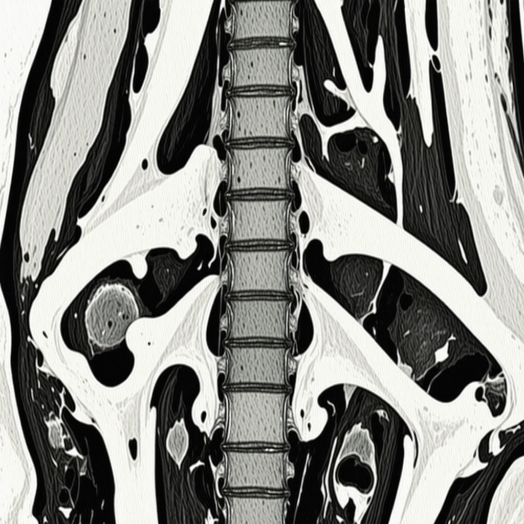 MRI scan revealing nerve impingement in lower back