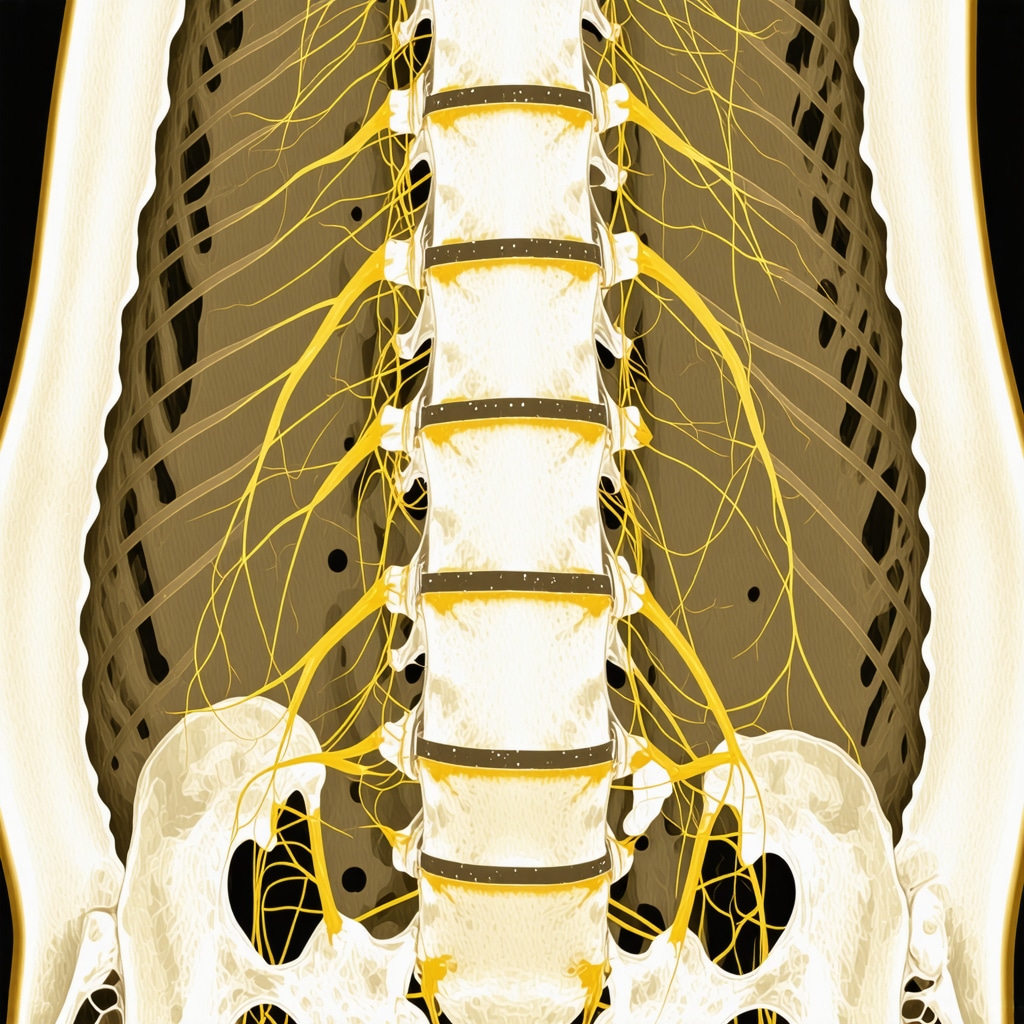 Detailed MRI scan of spinal nerves highlighting injury areas.