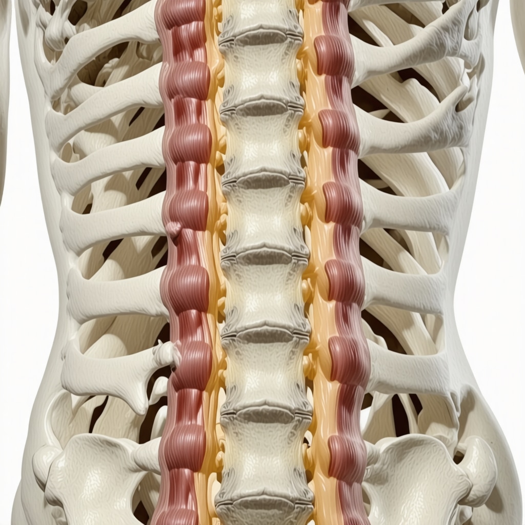 MRI and CT scans of the human spine showing soft tissue and bone structures for diagnostic purposes