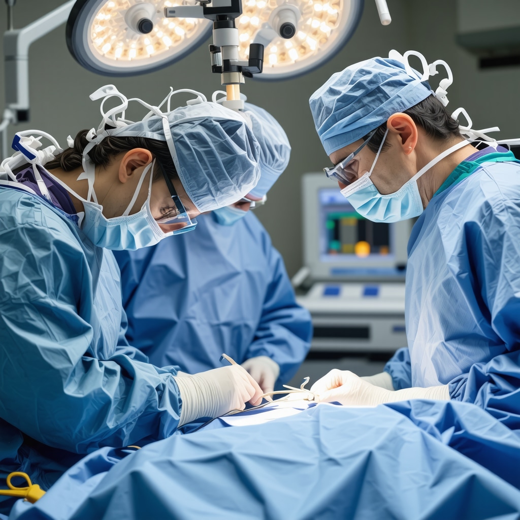 Spinal surgeon performing minimally invasive procedure with advanced navigation technology