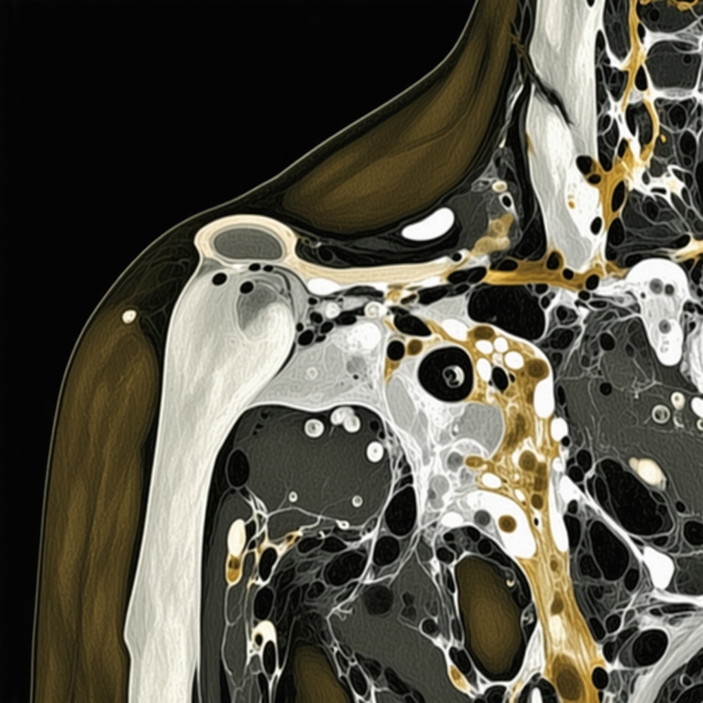 Modern MRI machine analyzing a shoulder scan for precise diagnosis
