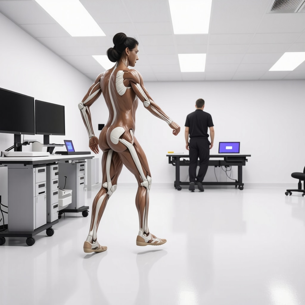 Clinician analyzing gait patterns with motion capture technology