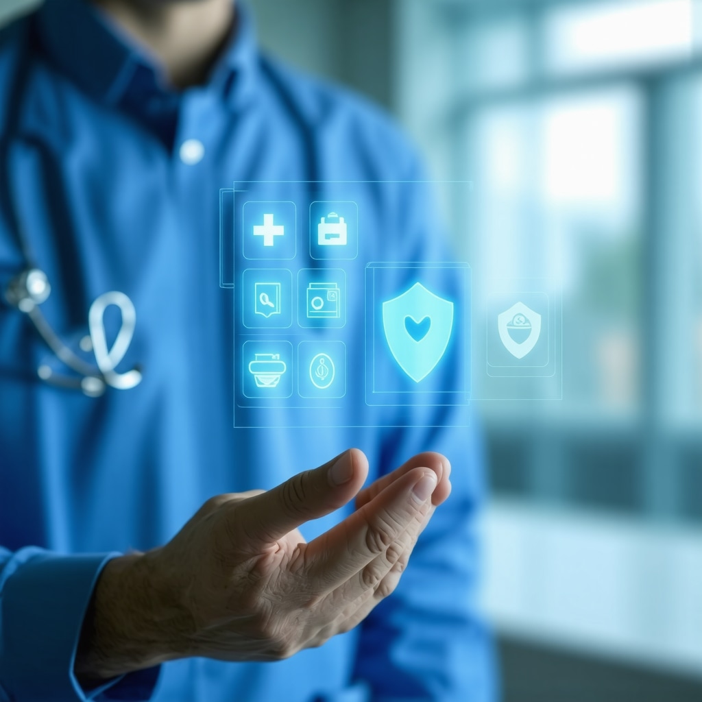 Medical professional reviewing digital insurance approval dashboard