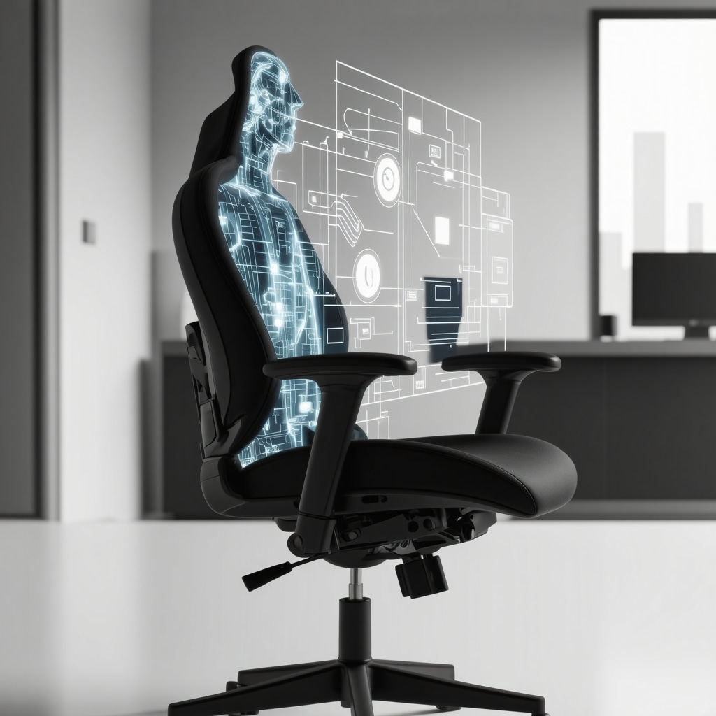 High-tech ergonomic office chair with sensors and posture feedback display