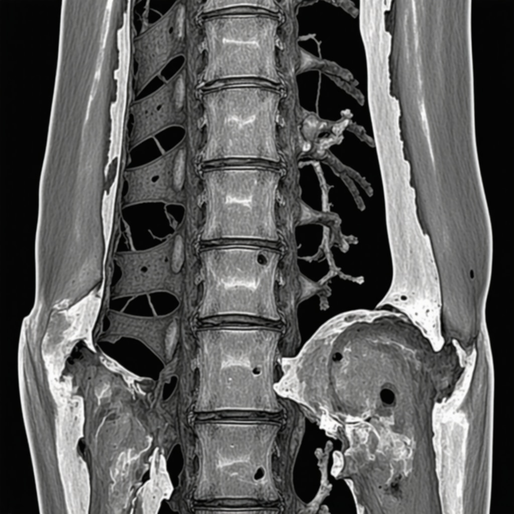 Illustration of genetic markers and MRI scans predicting spinal degeneration