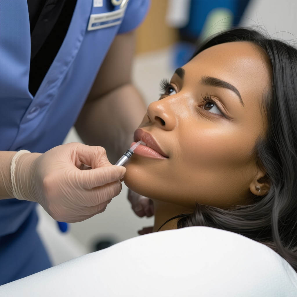 Orthopedic specialist performing a minimally invasive injection with ultrasound guidance