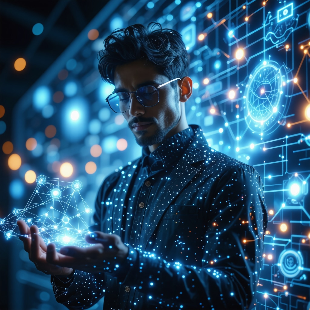 Digital visualization of blockchain and AI in healthcare