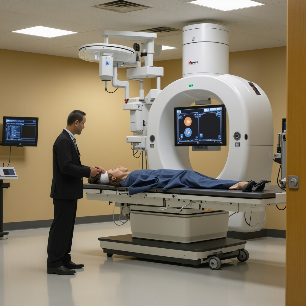 A patient consulting with an orthopedic specialist in a modern clinic equipped with advanced imaging technology.