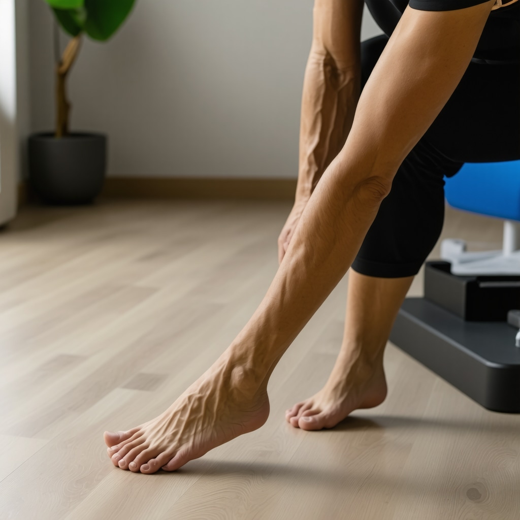 Patient using wearable device for ankle rehab in NJ clinic