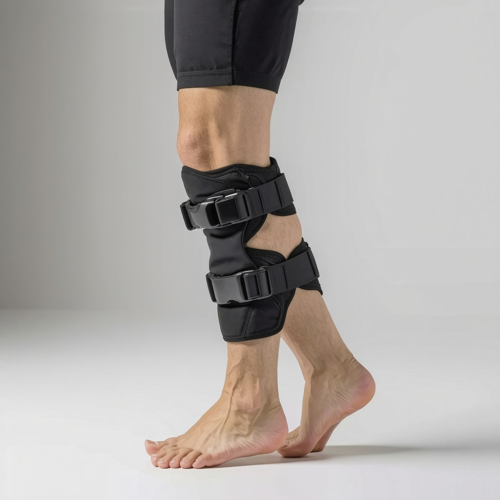 Close-up view of a lightweight, breathable orthopedic support brace showing adjustable straps and modern design.