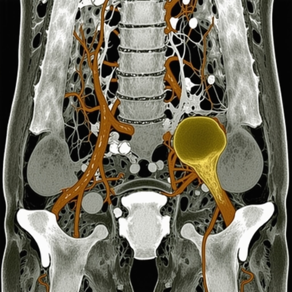 MRI scan illustrating nerve impingement in lumbar region