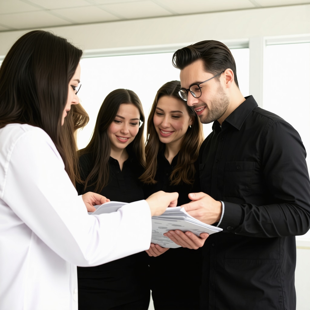 Orthopedic specialists collaborating on patient case review in clinic