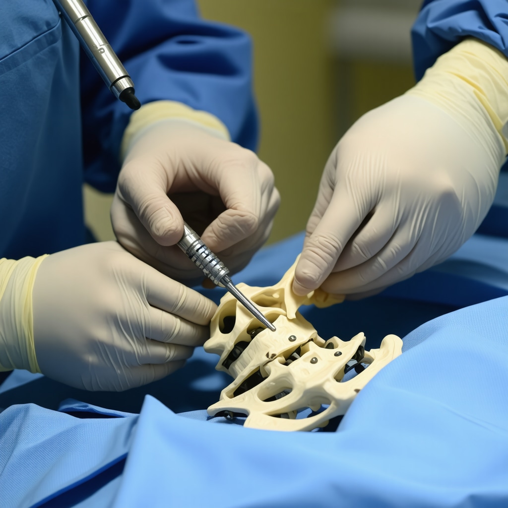 Spine surgeon in NJ performing minimally invasive discectomy using advanced surgical tools