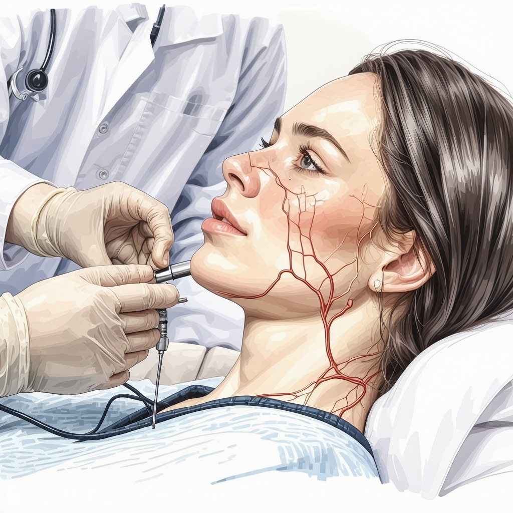 Illustration of nerve conduction test with electrodes on patient's limbs