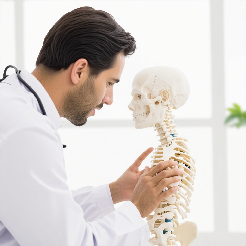 Doctor analyzing spinal health with patient in clinic
