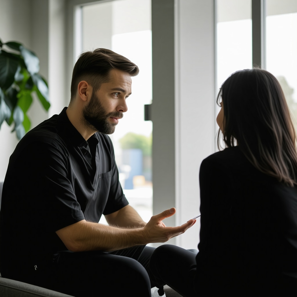 Orthopedic surgeon explaining recovery strategies to a patient