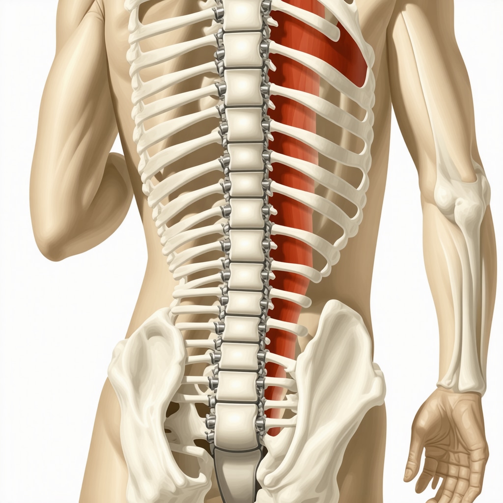Illustration of an orthopedic injection in the spine for back pain treatment.