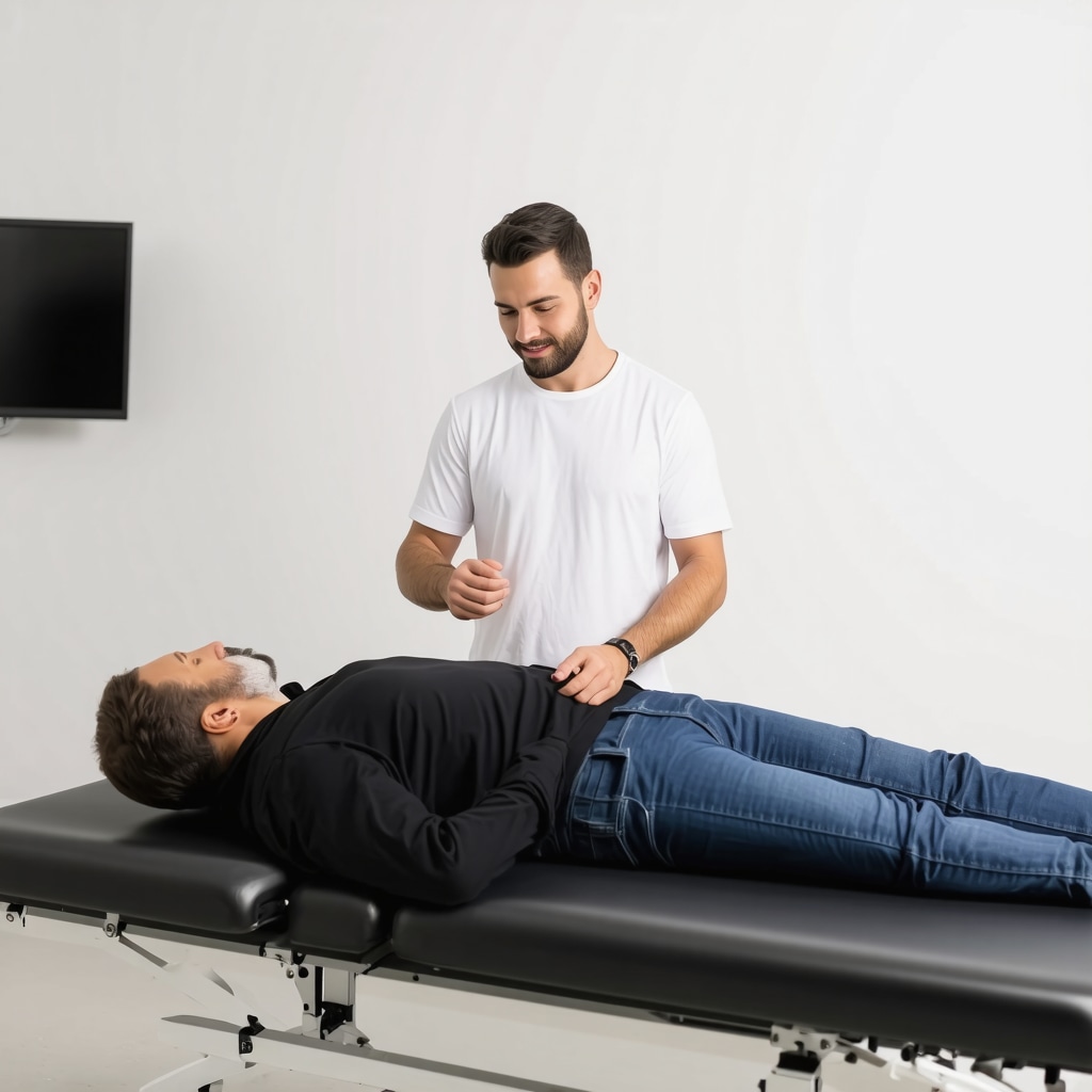 Doctor explaining spinal decompression therapy to patient