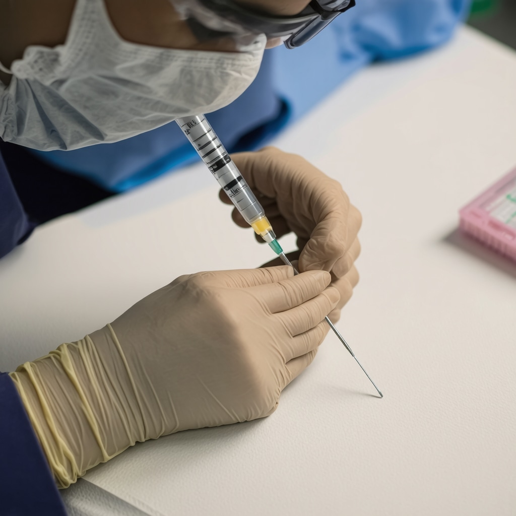 Doctor administering orthopedic injection to a patient in a clinic