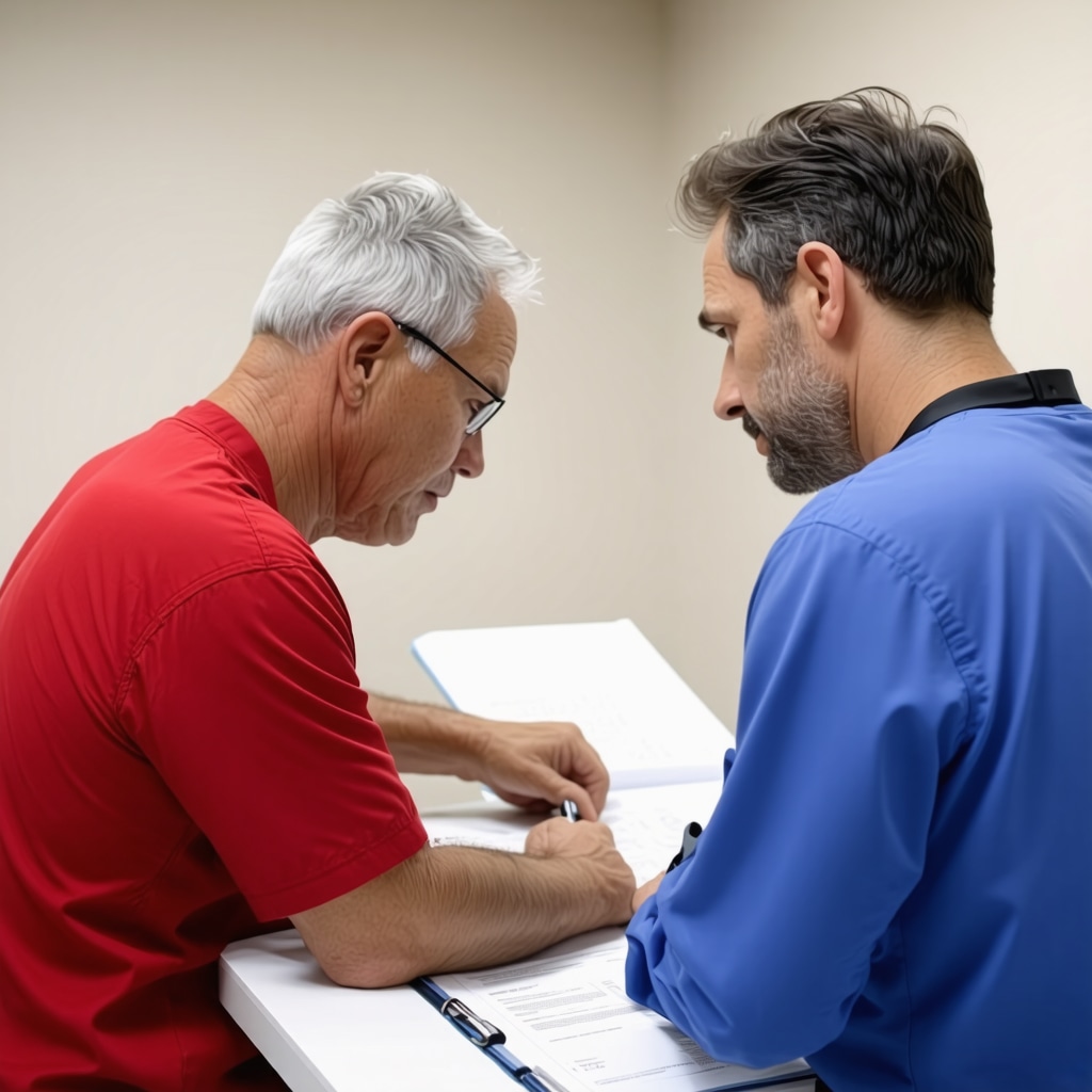 Orthopedic surgeon reviewing injury documentation