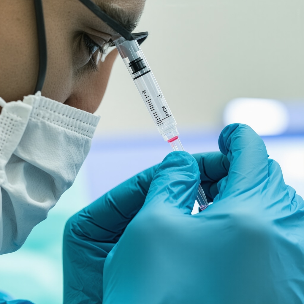 Physician preparing platelet-rich plasma injection for cervical spine therapy