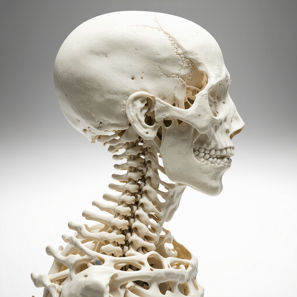 3D rendering of a patient-specific biomechanical model of the cervical spine showing stress points