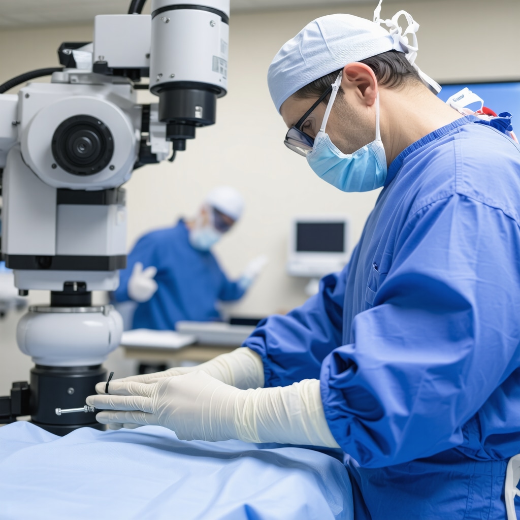 Orthopedic surgeon demonstrating robotic spine surgery